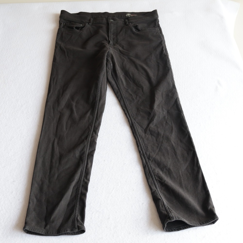 Faherty Brand Mens 35x32 Stretch 5-Pocket Pants Black Straight Leg